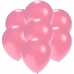 Kleine metallic roze party ballonnen 30x stuks van 13 cm - Feestartikelen/versieringen