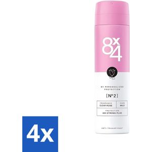 8 x 4 Deospray - No.2 Clear Rose - Deodorant - Voor Dames - 150 ml - Voordeelverpakking - 4 stuks