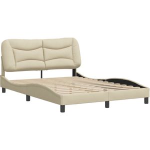 vidaXL - Bedframe - met - hoofdbord - stof - crèmekleurig - 120x200 - cm