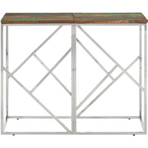 vidaXL Wandtafel roestvrij staal en massief gerecycled hout zilver - Wandtafel - Wandtafels - Bijzettafel - Console Tafel