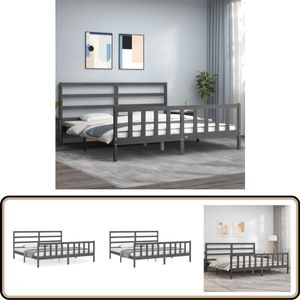 vidaXL Bedframe Hout Grijs - 200x200 cm Massief Grenenhouten Bed Frame - Grijs Bed Frame - King Size Bed Frame - Boxspring Bed Frame - Tweepersoons Bed Frame