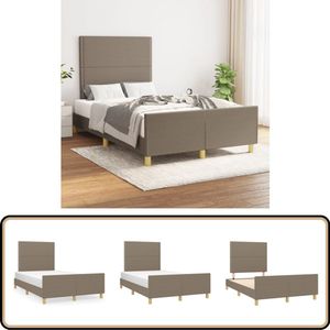 vidaXL Bedframe 120x200 cm - Stof Taupe Bed Frame - Boxspring - Tweepersoonsbed - Houten Bed - Tapijt Beige