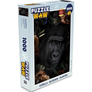 Puzzel Gorilla - Bloemen - Planten - Legpuzzel - Puzzel 1000 stukjes volwassenen