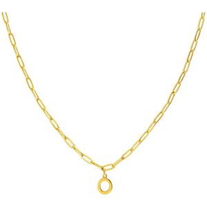 Lucardi Dames Stalen goldplated ketting closed forever letter O - Ketting - Staal - Goudkleurig - 47 cm