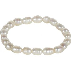 Zoetwater parel armband Bella White - echte parels - wit - elastisch - sieraden zakje - cadeau voor haar - kerst cadeau - Moederdag cadeau