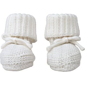 Lodger Gebreide Katoenen babyslofjes 0-6M WIt 100% Katoen Slipper Knit