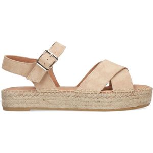 Manfield - Dames - Beige sandalen met suède banden - Maat 40