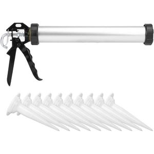 Buis Breeuwen Tool Siliconen Kitpistool 600Ml Met 10 Nozzles - Aluminium