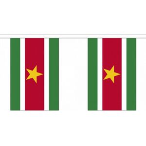 2x Buiten vlaggenlijn Suriname 3 meter - Surinaamse vlag - Supporter feestartikelen - Landen decoratie en versieringen