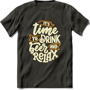 Its Time To Drink And Relax T-Shirt | Bier Kleding | Feest | Drank | Grappig Verjaardag Cadeau | - Donker Grijs - M