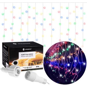 Springos IJspegel Verlichting Buiten | IJspegel Verlichting | Kerstverlichting Buiten | 20 m + 2.5 m Snoer | Connectable | 500 LED | Flash | Multicolor