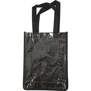 Tas met plastic voorkant, afm 30x23x7 cm, zwart, 1 stuk