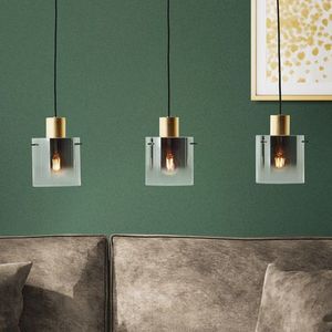 Brillant | Osaki hanglamp 3-vlammig goud/rookglas | 3x A60, E27, 52W, geschikt voor normale lampen (niet meegeleverd)