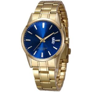 Stijlvol heren horloge - goud/ blauw - 40 mm - I-deLuxe verpakking