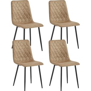 Colenis® - Elise Eetkamerstoel - Set Van 4 - Sand - Microfiber - Microvezel - Industrieel