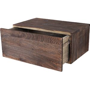 Wandplank MCW-C55, lade plank, shabby-look vintage, 21x46x30cm ~ bruin