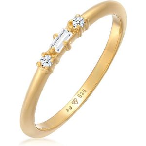 Elli PREMIUM Dames Ring Dames Verlovingsring Rechthoekig Filigraan met Topaas en Diamant (0.03 ct.) in 925 Sterling Zilver