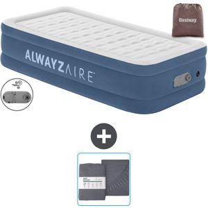 Bestway Alwayszair luchtbed - 1-Persoons - 97 x 191 x 46 cm - Blauw - Inclusief pomp en Hoeslaken