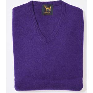 Osborne Knitwear Trui met V hals - Sweater heren in Lamswol - Pullover Heren - Violetta - XL