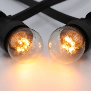 LumenXL - lichtsnoer voor buiten - 25 meter 75 fittingen - 0,7 watt 2000K lampen - LEDs op korte stokjes
