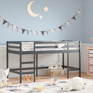 vidaXL Kinderhoogslaper - Grenenhout - 90x200 cm - Zwart Kinderhooghoutbed - Grenenhouten Bed - Hoogstaand Bed - Tweepersoonsslaapbed - Kidsbed - Jeugdbed - Zwarte Bed