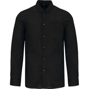 Luxe Overhemd/Blouse met Mao kraag merk Kariban maat S Zwart