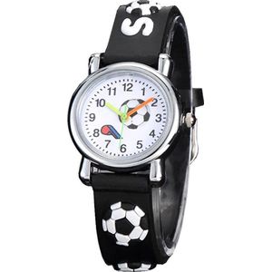 Fako® - Kinderhorloge - 3D - Voetbal - Zwart
