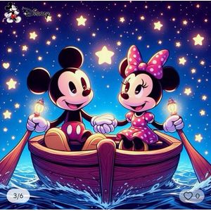 Diamond painting Minnie & Mickey Mouse 50x50 ronde steentjes