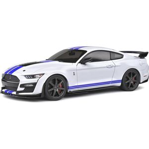 Ford Mustang GT500 (Wit/Blauw) (30cm) 1/18 Solido - Modelauto - Schaalmodel - Model auto - Miniatuurautos - Miniatuur auto