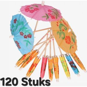 Set van 120 stuks papieren parasol / paraplu / cocktail prikker / feestversiering