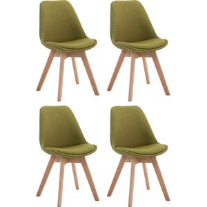 CLP Borneo V2 Set van 4 eetkamerstoelen - Stof groen natura