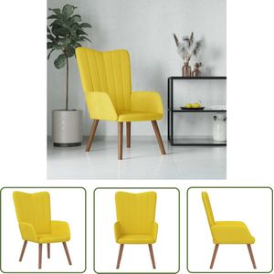 The Living Store Relaxstoel fluweel mosterdgeel - Relaxfauteuil - Fluweel Fauteuil - Mustard Gele Fauteuil - Lounge Stoel - Huiskamer Meubels