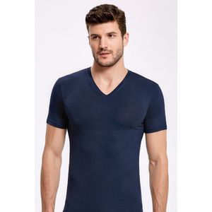 ilke® Bamboe T shirts Met V hals - Onderhemd Heren - Marineblauw - XL