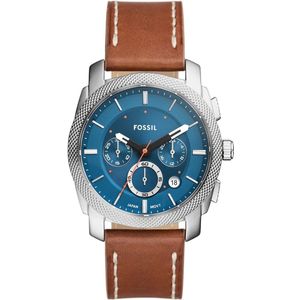 Fossil Machine FS6059 Horloge - Leer - Bruin - Ø 42 mm