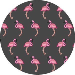 Mat, Vloermat, Vloerkleed, Tapijt, Kind - Kinderkamer Flamingo - Rond - Wasbaar - Antislip - - 115 x 115 cm