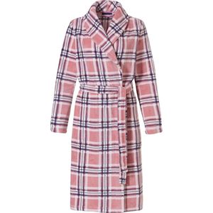 Dames badjas roze – zacht fleece – warm – ruitpatroon – Pastunette – maat L (44/46)