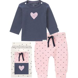 Noppies Cadeauset (2delig) Broek Roze, Shirt Blauw met hartjes - Maat 62