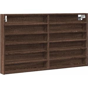 vidaXL - Vitrinekast - 100x8,5x58 - cm - bewerkt - hout - bruin - eikenkleurig