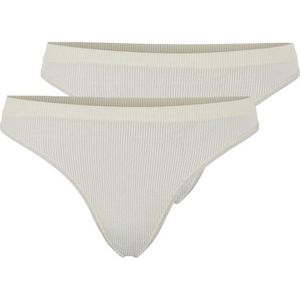 Pieces 2 Pack dames strings - Rib - M - Creme