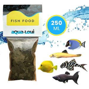 Aqua-Loui® - Visvoer - Tropisch Vissenvoer - Spirulina - Vlokken (Flakes) - Visvoer Aquarium - Geschikt Voor Alle Maten Zoetwater & Zoutwater Vissen - 250ml