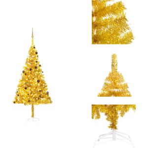 vidaXL Kunstkerstboom - Glanzend Goud - 240 cm - PET - Decoratieve kerstboom