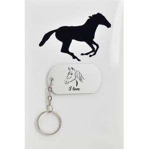 paard Sleutelhanger inclusief kaart - paard cadeau – paard  - Leuk kado voor je vriend om te geven - 2.9 x 5.4CM