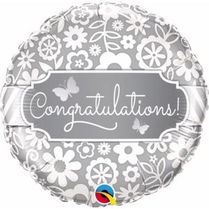 Qualatex - Folieballon Congratulations Zilver 45 cm