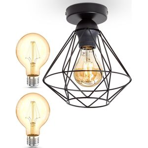 B.K.Licht - Industriële Plafondlamp met 2x filament lamp - 2.200 Kelvin