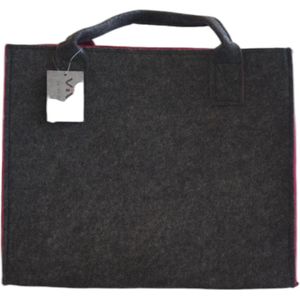 Boodschappentas Vilt - Donker Grijs / Roze - 35 x 20 x 28 cm - Vilten tas - Stevige tas - Goodiebag - Shopper - Handtas