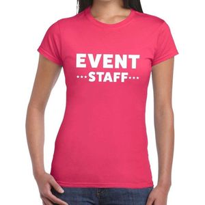 Event staff tekst t-shirt roze dames - evenementen personeel / crew shirt L
