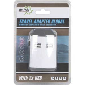Bo-Trail Reisstekker - Wereldstekker - Met 2 USB poorten