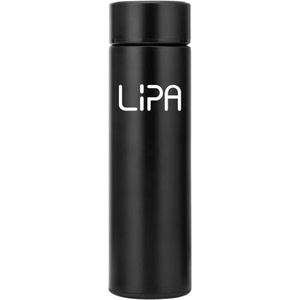 Lipa FT1 thermosfles 0.5l - Dubbelwandige thermosfles - Thermoskan - Isoleerfles - LED display met temperatuur - Verwarmen en koelen - Koffie to go - Koffiebeker - Theebeker - Travel mug - Bidon drinkfles - Met theefilter - Zwart