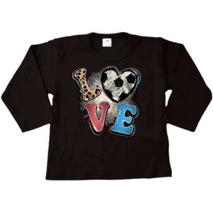 Voetbal shirt kind met naam-Shirt met lange mouwen-Voetbal shirt met naam love-Maat 86