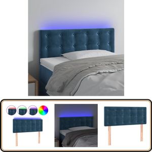vidaXL Hoofdbord LED Fluweel Donkerblauw 100x78 cm Hoofdboard - Led Hoofdbord - Velvet Hoofdbord - Blauw Hoofdbord - Beddecoratie